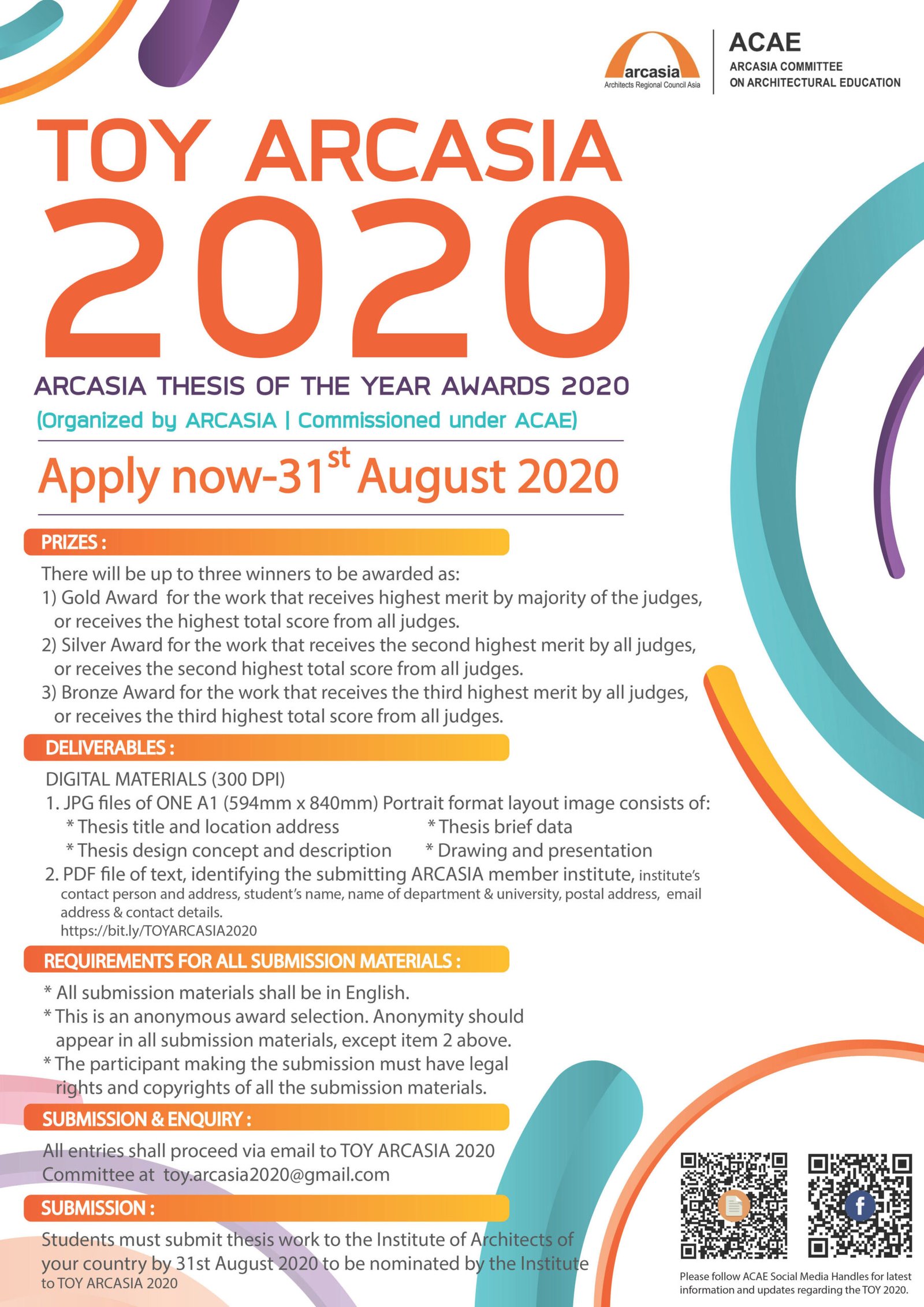 ARCASIA Students’ Architectural Design Competition 2020 and Announcement and Invitation of ARCASIA Thesis of The Year 2020 from ACAE